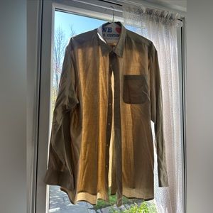 Basic Editions Mens Size 2XLT Beige Button Down Shirt